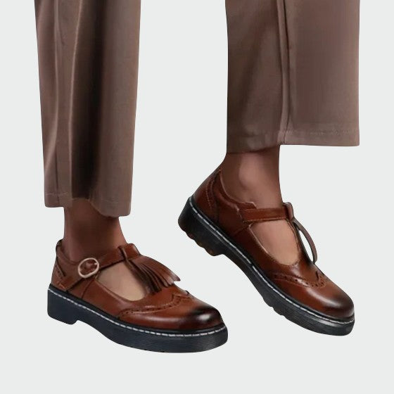 אוליביה - נעלי עור T-Bar אלגנטיות