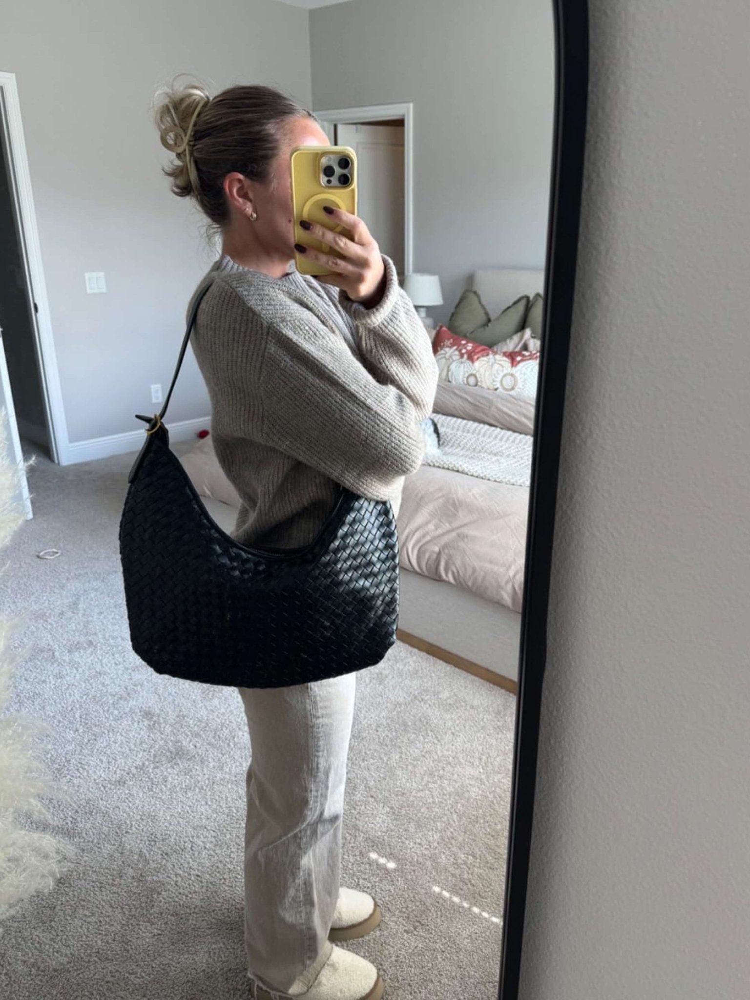 תיק Tote ארוג סקרלט